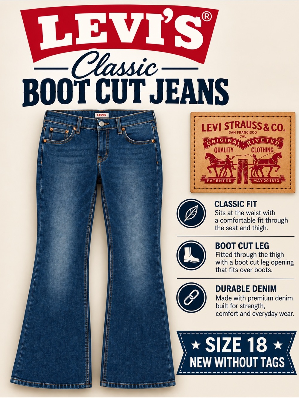 Levi's Women's Boot Cut Jeans in Dark Blue Denim
